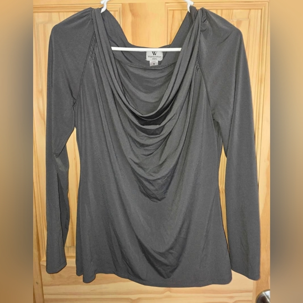 Womens Size Medium Cowl Neck Blouse Gray - Picture 1 of 2
